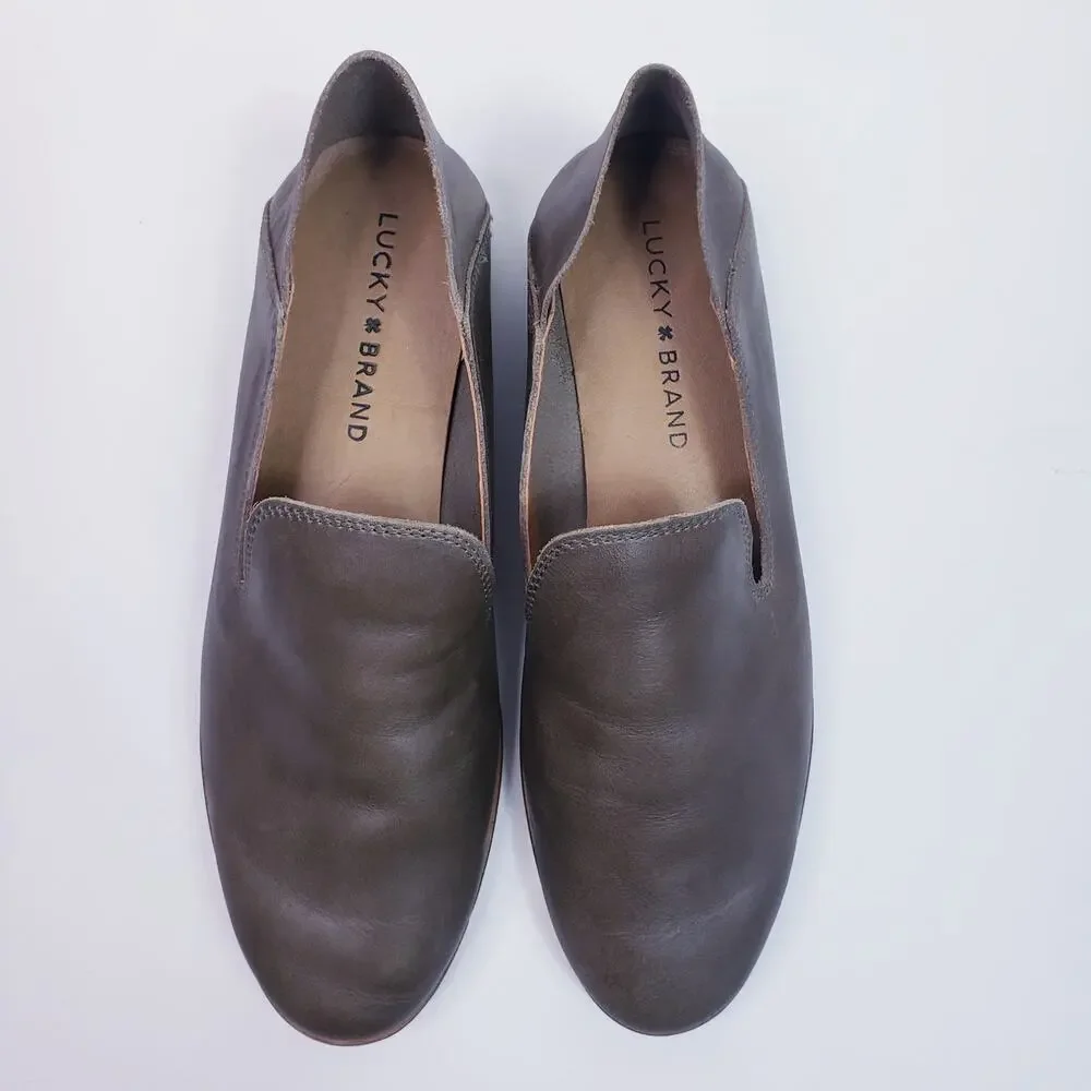 Lucky Brand Cahill Leather Loafers Flats Taupe Size 7